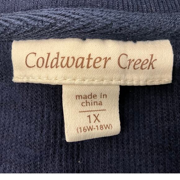 Women's Coldwater Creek 1/4 Zip Sweater 1X - 16W-18W Navy Knit Double Collared - Picture 3 of 9